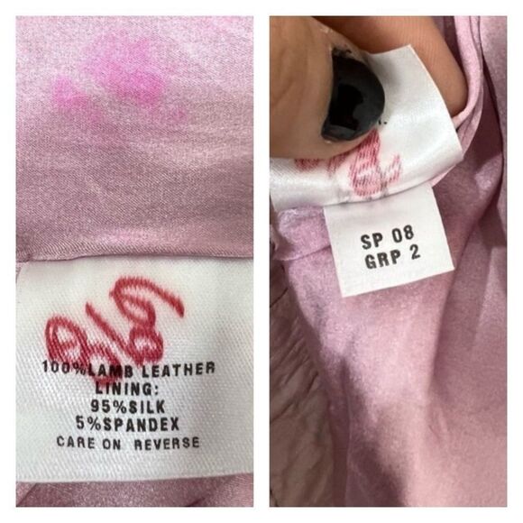 St. John Collection Pink Lamb Leather Jacket Silk Lined Croc Embossed Size 10 - Picture 13 of 15